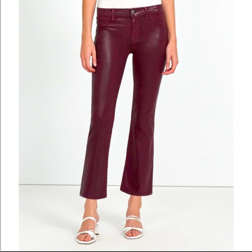 J Brand Selena Midrise Cropboot Coated Floral Oxblood Sz 26